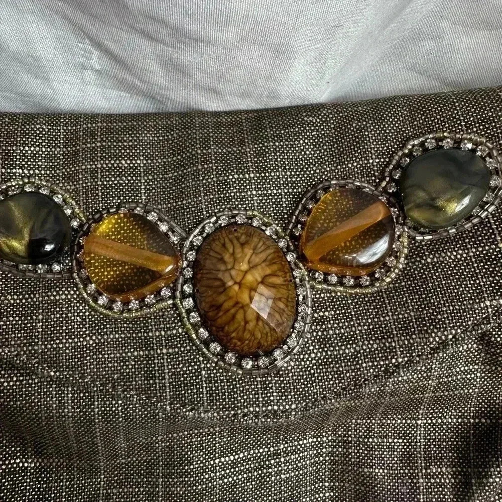 Chico’s bag linen bag with embellishments on the front chain strap - Picture 7 of 10